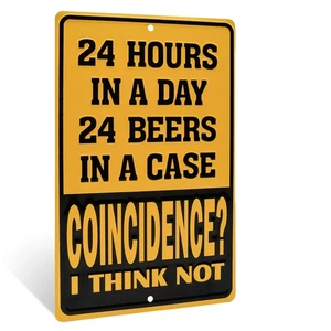 Metal Wall Art 24 Hours In A Day Funny Beer Wall Sign Garage Man Cave Room Decor - Picture 1 of 7