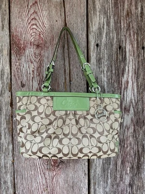 Coach Signature F14281 Pleated East West Gallery Shoulder Bag, Green  Y2k - Image 1 of 4