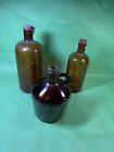 Vintage /Antique Collectible Lot Of Amber Glass Brown Bottles Farmhouse Decor U5
