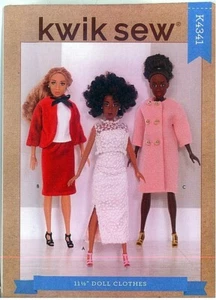 Kwik Sew 4341 Fashion Doll Clothes Sewing Pattern Fits Barbie 11 1/2" New - Picture 1 of 2