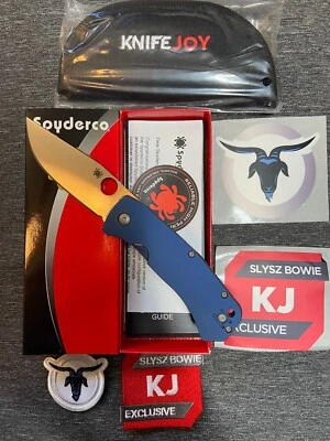 Spyderco Knifejoy Exclusive Slysz Bowie - Blue Anodized Ti - Satin M390 - Image 1 of 4