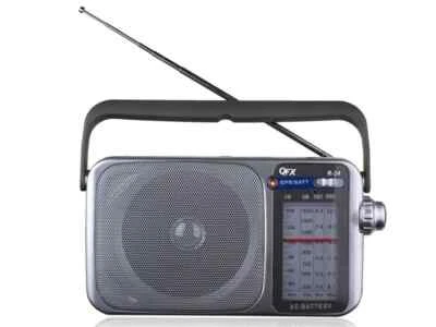 QFX R-24 AM/FM/SW1/SW2 ретро стиль 4-полосный мини-радио + встроенный динамик - Изображение 1 из 2