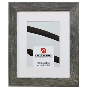 22x28 Gray Barnwood Picture Frame, White Mat with Opening for 18x24 Image - Picture 1 of 5