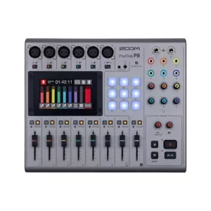 ZOOM PodTrak P8 Workstation for Podcast Recorder Smartphone Tablet Silver New - Picture 1 of 6