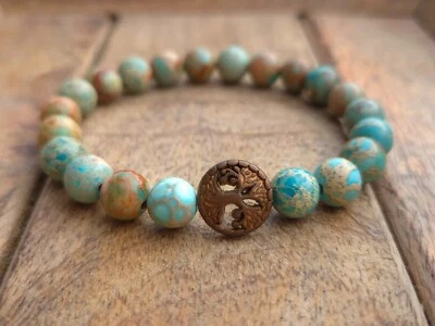 Achat Armband Lebensbaum Perlenarmband Damen Baum des Lebens 8mm Geschenkbox - Bild 1 von 4