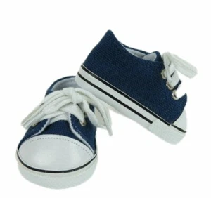 Doll Clothes 18" Sneakers Shoes Navy Canvas Tie Lace Fits American Girl Dolls - Picture 1 of 3