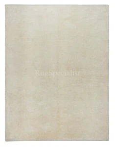 New Plain Beige Hand-Knotted Anatolian Tulu Rug, 100% Natural Un-Dyed Wool - Picture 1 of 6