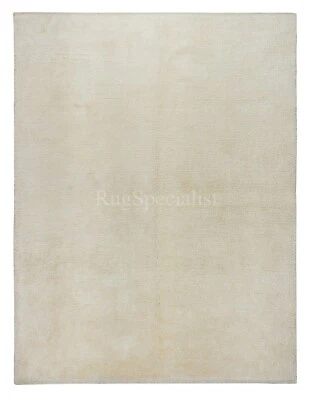 New Plain Beige Hand-Knotted Anatolian Tulu Rug, 100% Natural Un-Dyed Wool - Image 1 of 4