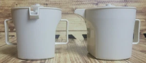 Tupperware Creamer and Sugar with Push n Seal Tops Harvest Gold Cream 1970s - Picture 1 of 4