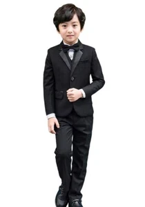 lontakids 5 pezzi tuta ragazzo nero smoking abiti formali taglia 10 nero - Foto 1 di 6