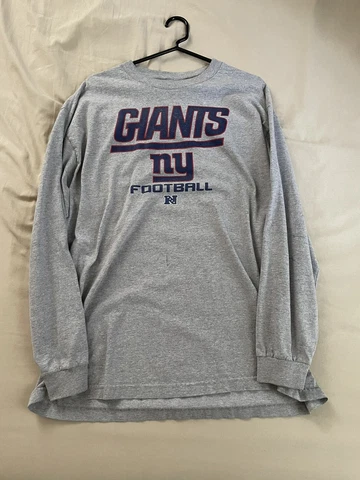 New York Giants Shirt Mens Medium Large Gray Long Sleeve NFL Football Shirt Cover