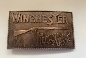 Vintage Belt Buckle Winchester Repeating Arms Rifle New Haven Conn (Hong Kong) - Picture 1 of 11