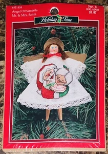 Kit de punto de cruz Holiday Time Angel Mrs Clause pinza adorno Navidad - Imagen 1 de 2