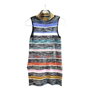 Anthropologie ärmellose gestreifte Spacedye Stricktunika mit Stehkragen Damen Small - Bild 1 von 10