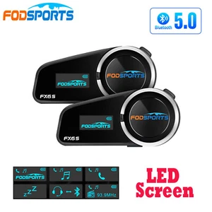 2pcs FX6S 6 Fahrer Intercom Motorrad Headset Bluetooth Interphone Helmet LED FM - Bild 1 von 12