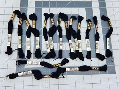 DMC Thread Mouliné #25 Embroidery Cotton 6 Strand Floss 8.7yd Black #310 Lot/16 - Image 1 of 4