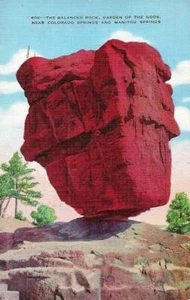 Vintage "Balanced Rock Near Colorado Springs and Manitou Springs" Linen, 1941 - Picture 1 of 2