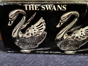 NIP Godinger Silver Salt Open Cellar the Swans Crystal and Silverplate 1984 - Picture 1 of 11
