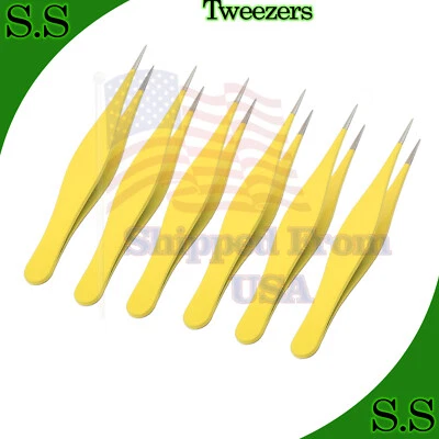 S.S 6 Pieces Ingrown Hair Tweezers Precision Needle Nose Pointed Stainless Steel