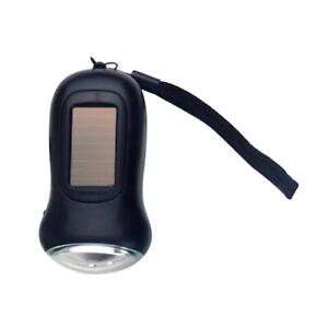 Hand Crank Solar Dynamo Torch Lamp Outdoor Emergency LED Flashlight (Black)