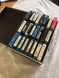 Vintage Lot Of 24 8-Track Tapes In Carry Case (Untested) - Picture 1 of 9