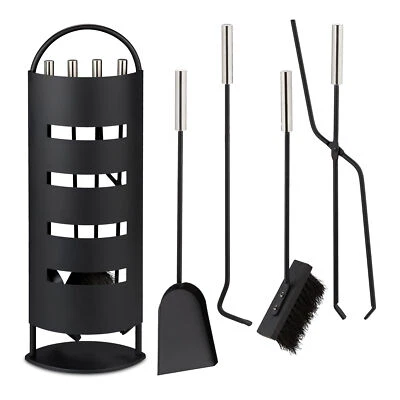 Attrezzi Caminetto Attizzatoio Pala Scopa Attizzatoio Pinza Camino Metallo Set 5 - Immagine 1 di 4
