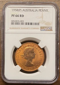 Best! 1958 P Australia 1 Penny, Perth Mint, NGC PR 66 RD Red, Very Attractive! - Picture 1 of 2