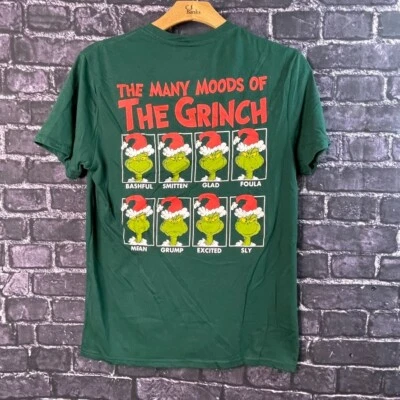 Grinch Mens XL "Many Moods of Grinch" Printed front and back - Image 1 of 4