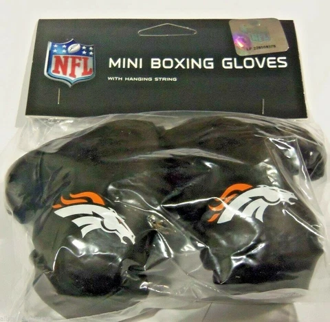 NFL Denver Broncos 4 Inch Mini Boxing Gloves for Mirror by Fremont Die Cover