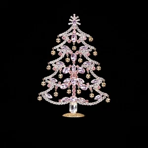 Christmas Tree with Pink Crystals, christmas ornaments, glass ornaments, Xmas - Picture 1 of 2