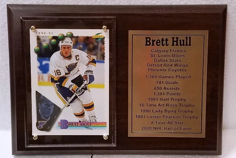 St. Louis Blues Brett Hull Hockey Card Plaque - Image 1 of 1