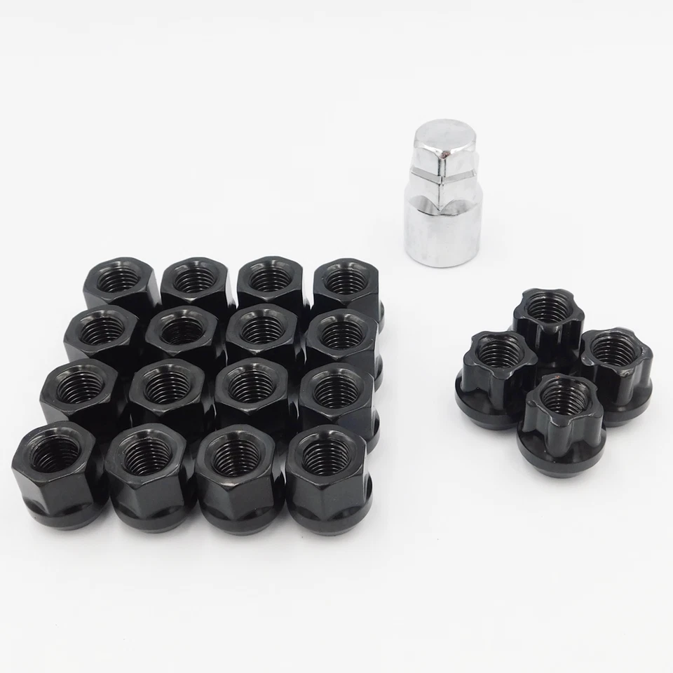Porcas de roda abertas M12x1.5 pretas x 16 + travas para Toyota Rav 4 Soarer Starlet Wish - Imagem 1 de 4