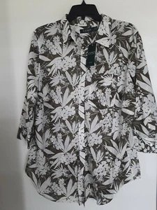 LAUREN RALPH LAUREN Damen Hemd olivgrün Blumenmuster Button Down Gr. 1X NEU - Bild 1 von 3