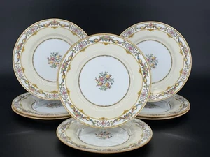 Set of (8) Minton STRATFORD Porcelain 10 5/8" Dinner Plates, B1121, Yellow Rim - Picture 1 of 14
