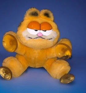 Dakin Vintage 1981 Plüsch Garfield Fensterklammer 8 Zoll Saug Grinsen Lächeln halbe Augen - Bild 1 von 5