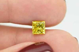 4 Ct Yellow Princess Cut Natural Certified Diamond D Grade VVS1 + 1 Free Gift - Picture 1 of 6