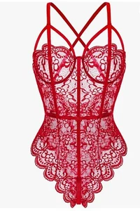 klier Dessous für Damen Einteiler Teddy Blumen Spitze Body GR XL - Bild 1 von 9