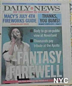 Michael Jackson Fantasy Farewell NY Daily News 7/1/2009 👍 - Picture 1 of 1