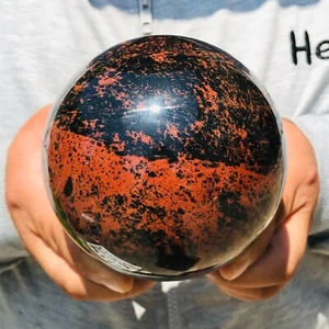 Esfera de cristal de obsidiana roja natural grande 1760 g muestra curación - Imagen 1 de 18