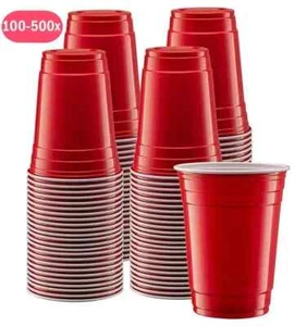 Reusable 100-500 x American RED Party Cups Plastic beer Pong 450ml USA Drink - Picture 1 of 26