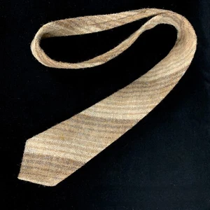 Vintage WoolLight Beige Tie Country Life Made Scotland Diagonal Stripes Necktie - Picture 1 of 10