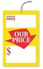 Reg Price - Notre étiquette de prix (grande), 3,25" x 5", pré-cordon, 12-Pt- Pk de 250 étiquettes