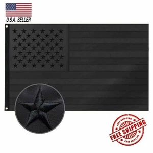 Bandera americana negra bordada de 3x5 pies bandera negra de Estados Unidos decoración apagón - Imagen 1 de 8