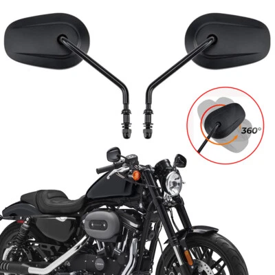 Par de espejos retrovisores negros para Harley Davidson Sportster 1200 Roadster XL883 Foto 1 de 4