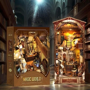 DIY Book Nook Kit Magic World Miniature Wizard Library with LED Light Home Decor - Picture 1 of 7