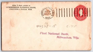 1903 Doremus Machine Cancellation - Chippewa Falls, Wisconsin - 2c stationery - Picture 1 of 2