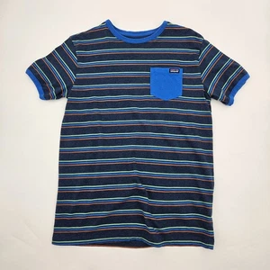 PATAGONIA Squeaky Clean Pocket Tee Boys Size XXL Blue Striped 16-18 32435 Shirt - Picture 1 of 16