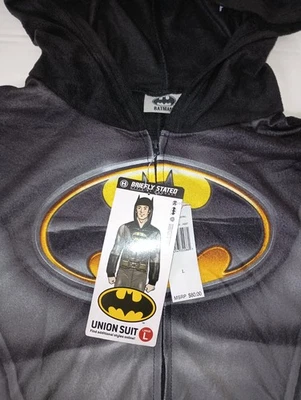 NUEVO CON ETIQUETAS DC Comics Brevemente Declarado Para Hombres Batman Traje de Unión Disfraz Mono Pijama Largo Foto 1 de 4