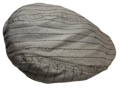 Woolrich 男式平底帽大号灰色细条纹常春藤棉衬里报童复古 — 第 1/4 张图片