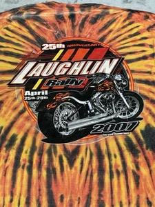 Camicia Laughlin River Run Uomo XL Arancione Tie Dye 2007 Moto Rally Bici Settimana - Foto 1 di 10